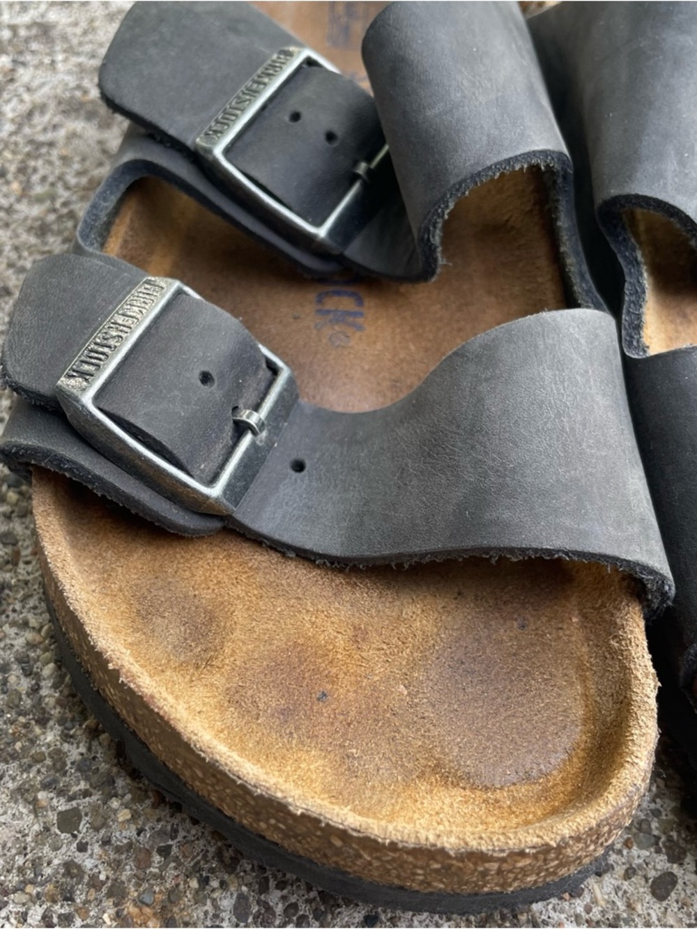 Birkenstock Arizona Soft Footbed Sandals Gray Leather Shoes Size 37 EU Womens 6 - Picture 10 of 16